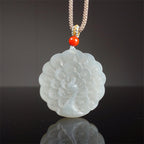 Fortune Jewel White Jade Peacock Protection Blessing Necklace Pendant