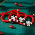Fortune Jewel 999 Sterling Silver Chinese Zodiac Red Rope Luck Handcrafted Kids Bracelet Fortune Jewel