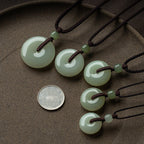 Fortune Jewel Natural Round Jade Peace Buckle Luck Prosperity Necklace Pendant