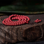 Fortune Jewel 108 Mala Beads Cinnabar Om Mani Padme Hum Pattern Engraved Blessing Bracelet