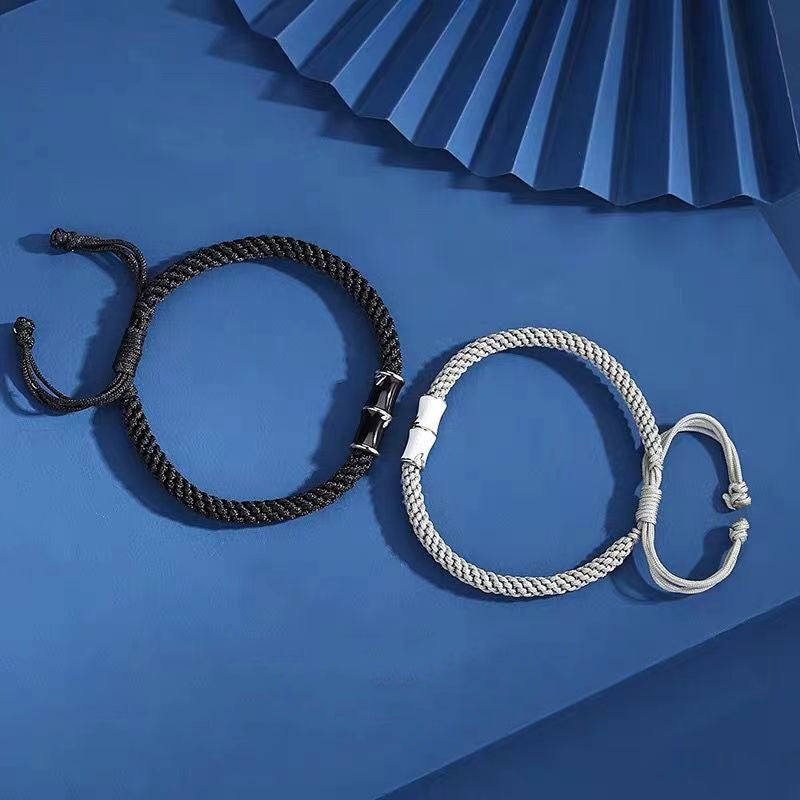 Fortune Jewel Bamboo Pattern Healing Couple Rope Bracelet
