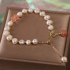 Fortune Jewel Pearl Green Strawberry Quartz Bead Healing Chain Bracelet