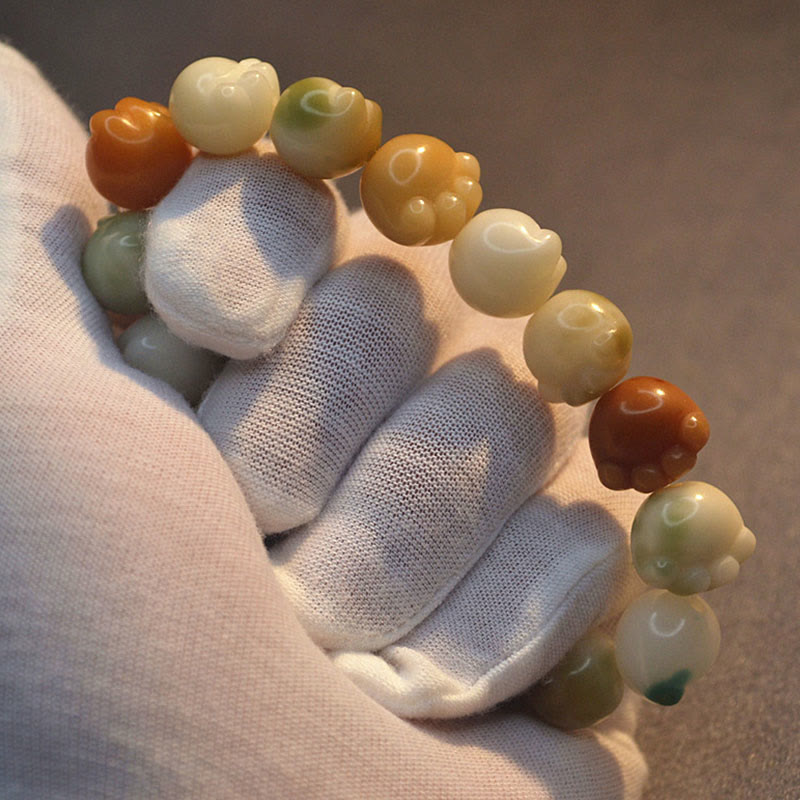 Fortune Jewel Multilayered Bodhi Seed Cute Cat Paw Calm Harmony Bracelet