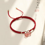 Fortune Jewel Natural Strawberry Quartz Amethyst Green Phantom Bead Positive Bracelet