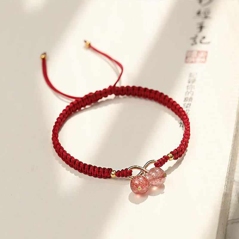 Fortune Jewel Natural Strawberry Quartz Amethyst Green Phantom Bead Positive Bracelet