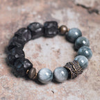 Fortune Jewel Eagle's Eye Stone Ebony Wood Copper Confidence Couple Bracelet