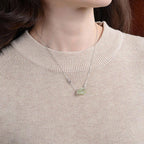 Fortune Jewel 925 Sterling Silver Round Jade Luck Prosperity Necklace Chain Pendant