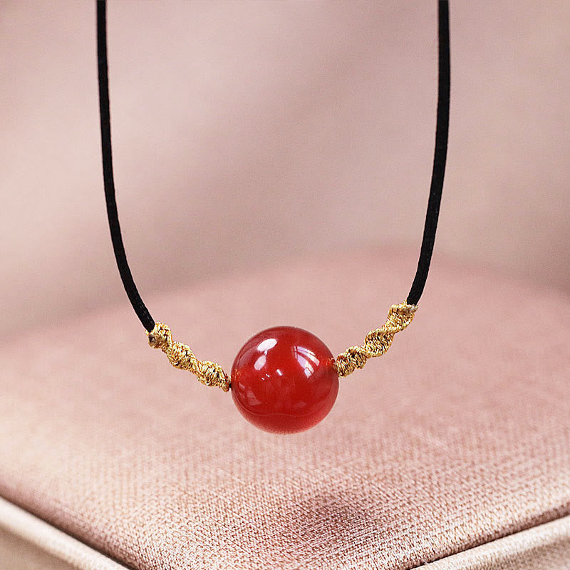 Fortune Jewel Natural Red Agate Chalcedony Self-acceptance Confidence String Bead Bracelet Necklace Pendant