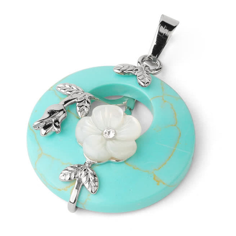 Fortune Jewel Various Crystal Amethyst Green Aventurine Flower Healing Necklace Pendant