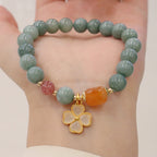 Fortune Jewel Jade Four Leaf Clover Charm Prosperity Bracelet