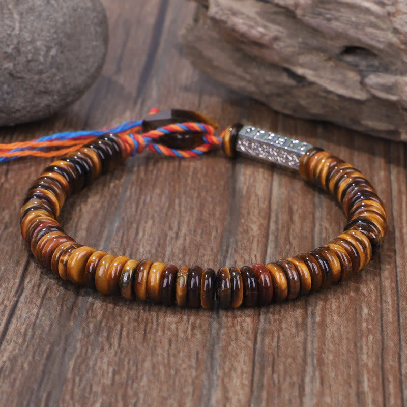Fortune Jewel Tibetan Tiger Eye Om Mani Padme Hum Protection Power Bracelet