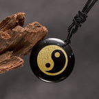 Fortune Jewel Various Crystal Amethyst Tiger Eye Green Aventurine Yin Yang Spiritual Necklace Pendant