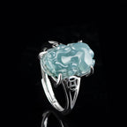 Fortune Jewel 925 Sterling Silver Fengshui Wealth Prosperity Jade PiXiu Luck Ring