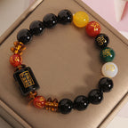 Fortune Jewel Five Elements Black Onyx Red Agate Wisdom Wealth Bracelet