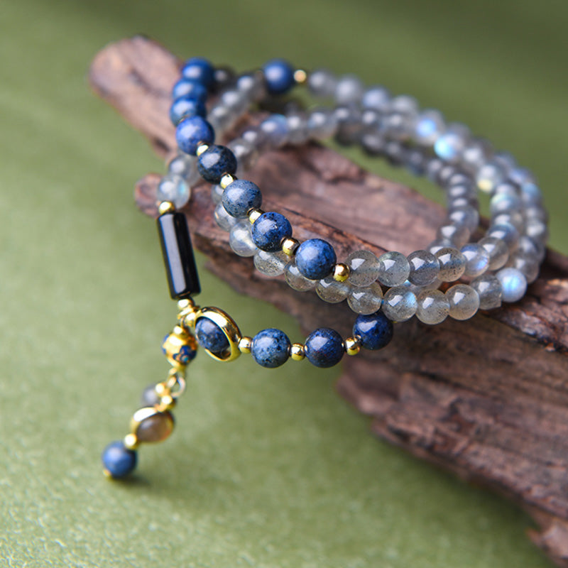 Fortune Jewel Moonstone Lazurite Calm Healing Positive Bracelet