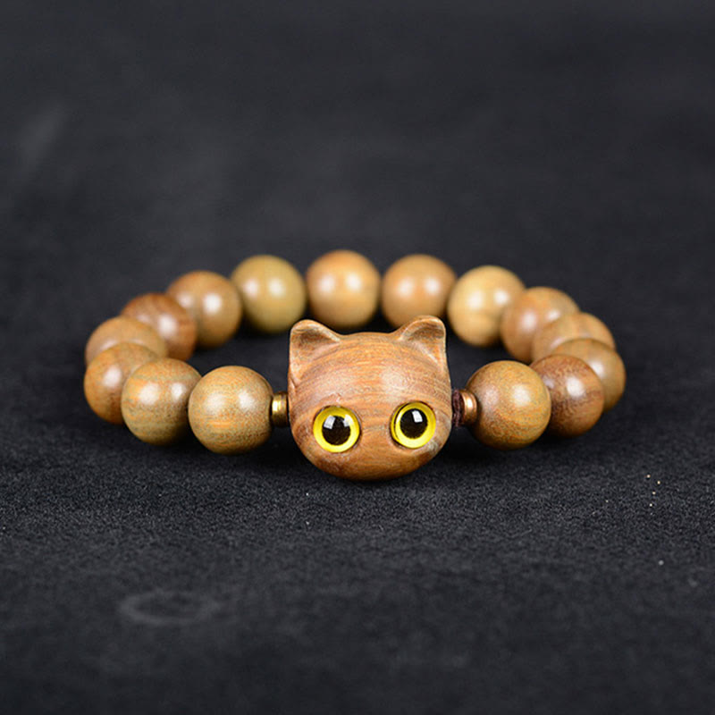 Fortune Jewel Ebony Wood Green Sandalwood Red Sandalwood Lovely Cat Balance Bracelet
