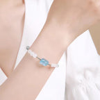 Fortune Jewel Natural Aquamarine PiXiu Hetian White Jade Healing Bracelet