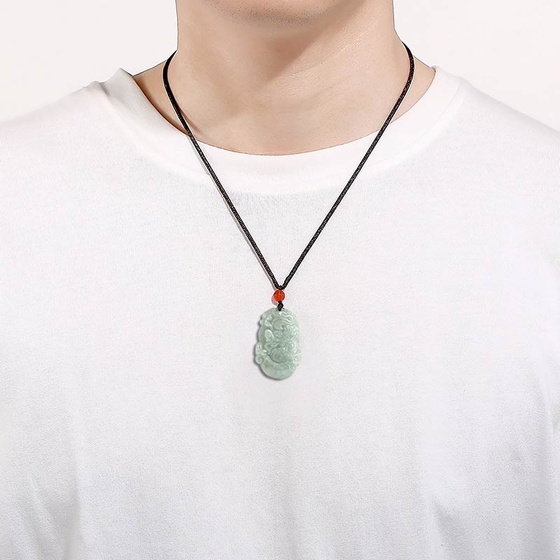 Fortune Jewel Natural Jade 12 Chinese Zodiac Sucess Pendant Necklace Fortune Jewel