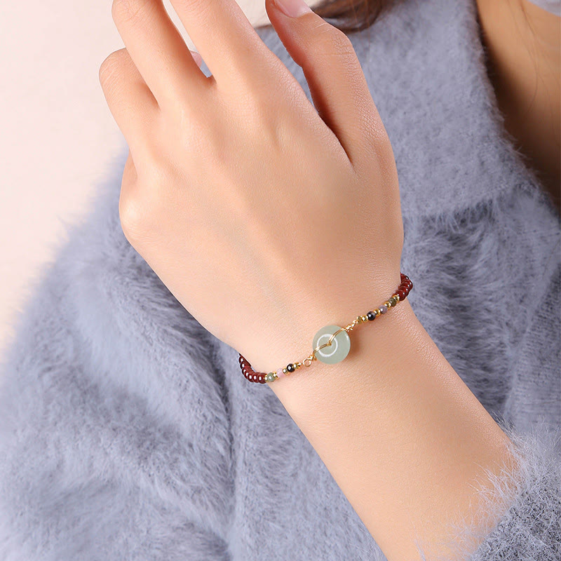 Fortune Jewel Natural Garnet Peace Buckle Bead Calm Bracelet