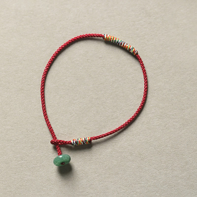 Fortune Jewel Tibetan Handmade Green Aventurine Luck Protection Braided Rope Bracelet