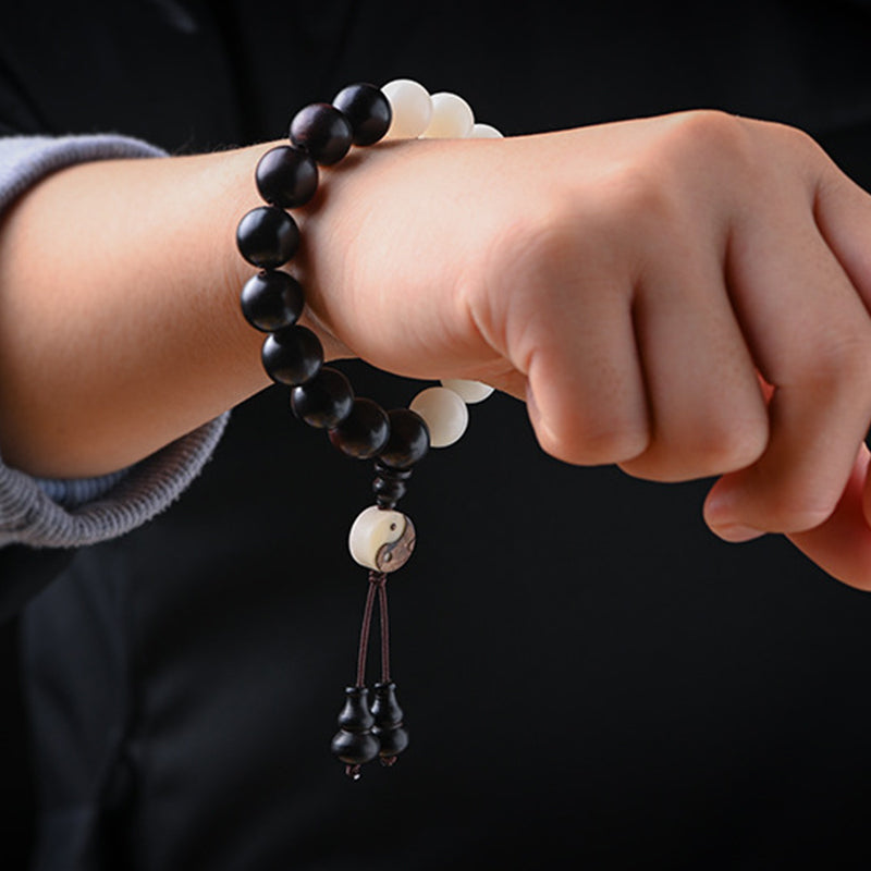 Fortune Jewel Ebony YinYang Protection Bracelet Decoration
