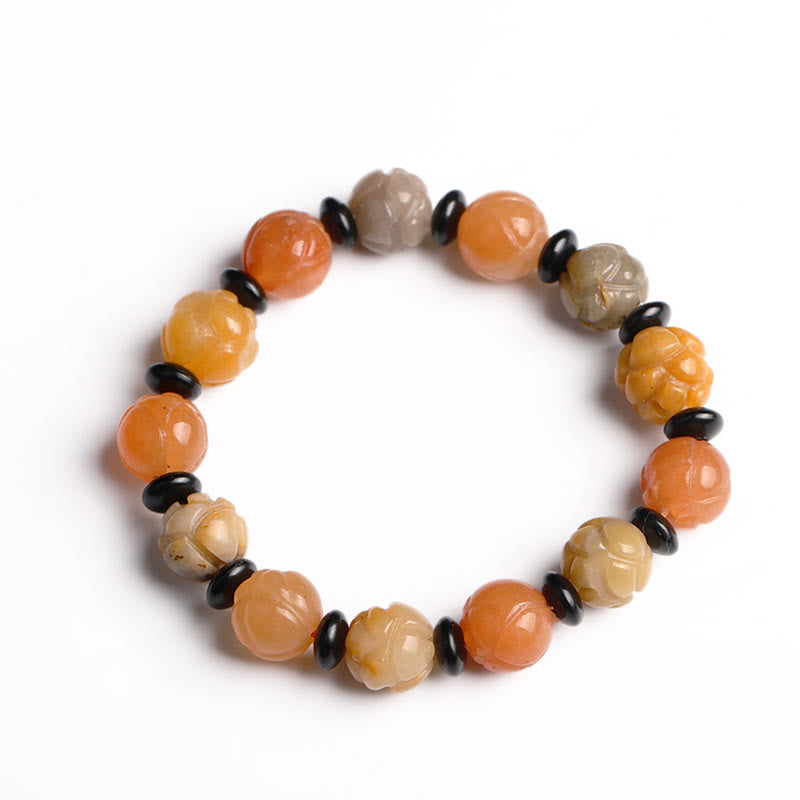 Fortune Jewel Golden Silk Jade Lotus Wealth Luck Bracelet
