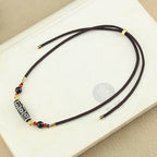 Fortune Jewel Tibetan Nine-Eye Dzi Bead Protection Blessings String Necklace Pendant