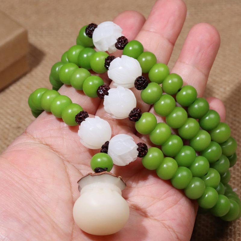 Fortune Jewel Natural Bodhi Seed 108 Beads Mala Wisdom Bracelet