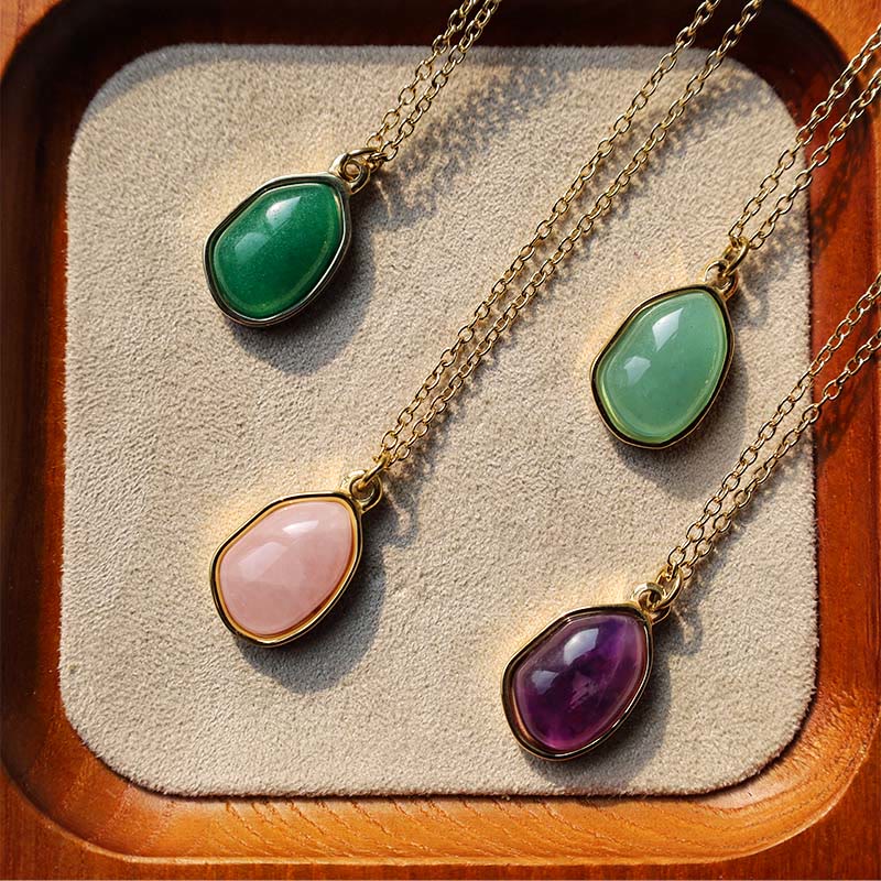 Fortune Jewel Natural Green Aventurine Amethyst Rose Quartz Blessing Necklace Pendant