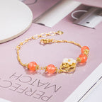 Fortune Jewel Red Agate Tridacna Stone Flower Confidence Bracelet