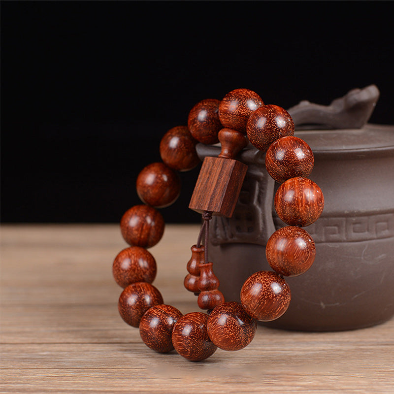 Fortune Jewel Tibetan Small Leaf Red Sandalwood Relaxation Bracelet