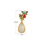 Fortune Jewel Water Drop White Jade Red Agate Butterfly Protection Drop Dangle Earrings