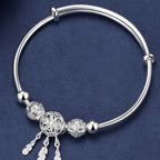 Fortune Jewel Tibetan White Copper Blessing Dream Catcher Charm Bracelet