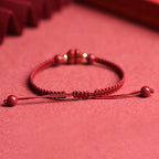 Fortune Jewel Four Leaf Clover Five-petal Flower Cinnabar Blessing Red String Bracelet