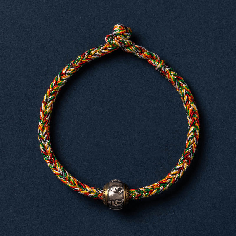 Fortune Jewel 925 Sterling Silver Tibet Handmade Om Mani Padme Hum Luck Protection King Kong Knot Braided Bracelet - Fortune Jewel