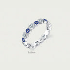 Fortune Jewel 925 Sterling Silver Evil Eye Love Heart Zircon Blessing Ring