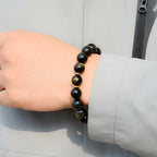 Fortune Jewel Chinese Zodiac Natal Buddha Gold Sheen Obsidian Wealth Protection Bracelet