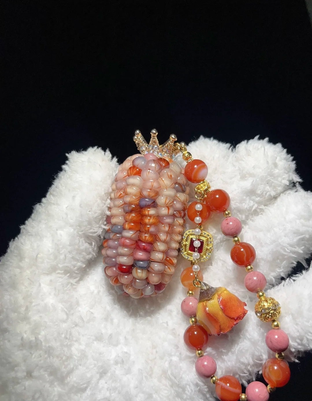 Rainbow Ice-Transparent Natural Corn Charms for Fidgeting