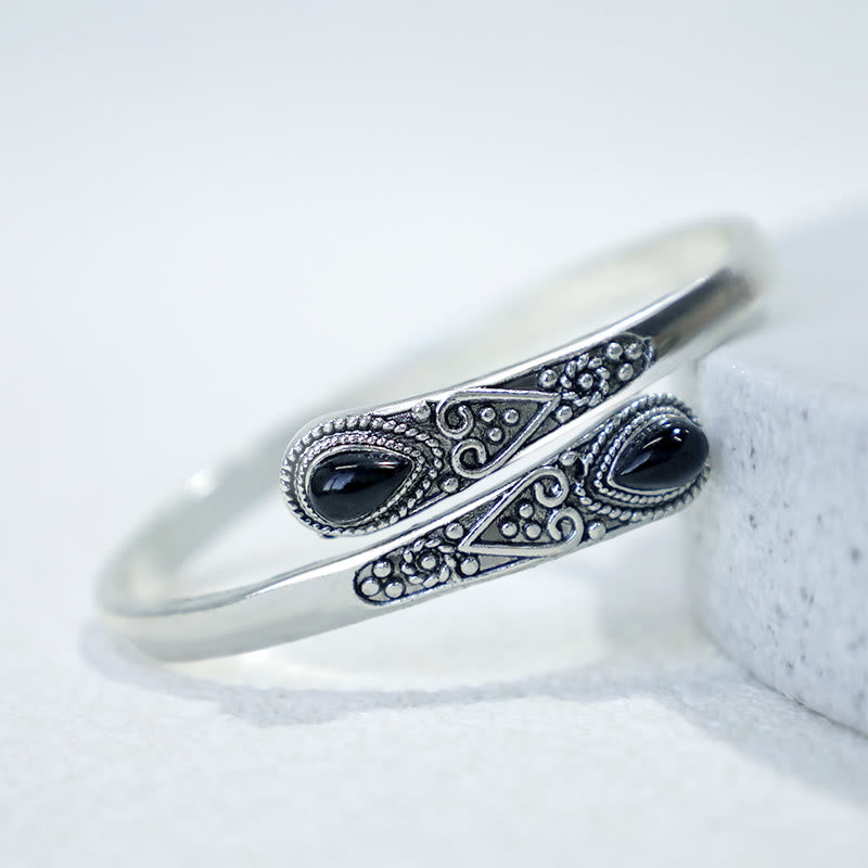 Fortune Jewel Zircon Water Drop Pattern Healing Cuff Bracelet Bangle