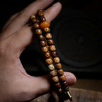 Fortune Jewel Tibetan Bodhi Seed Amber Dzi Bead Agate Zakiram Goddess of Wealth Beads Triple Wrap Bracelet