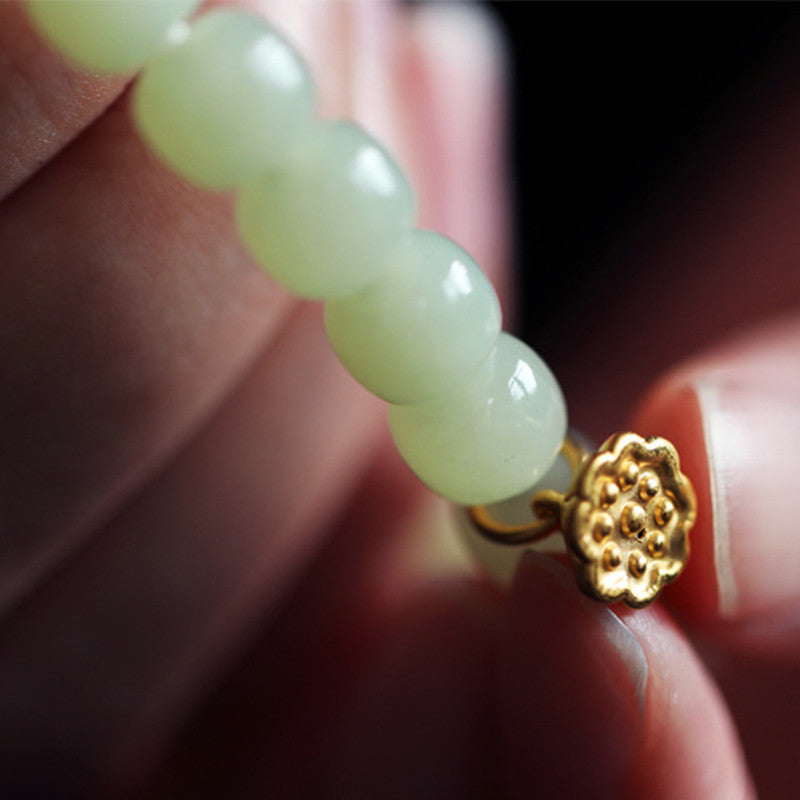 Fortune Jewel Jade Lotus Abundance Adjustable Bracelet