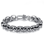 Fortune Jewel 925 Sterling Silver Om Mani Padme Hum Engraved Peace Bracelet Bangle