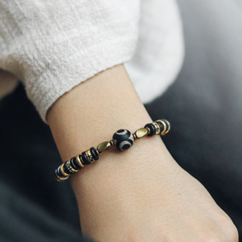 Fortune Jewel Tibetan Bone Beads Ebony Wood Strength Bracelet