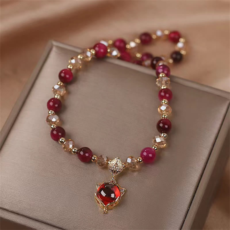 Fortune Jewel Red Tiger Eye Fox Protection Double Wrap Bracelet