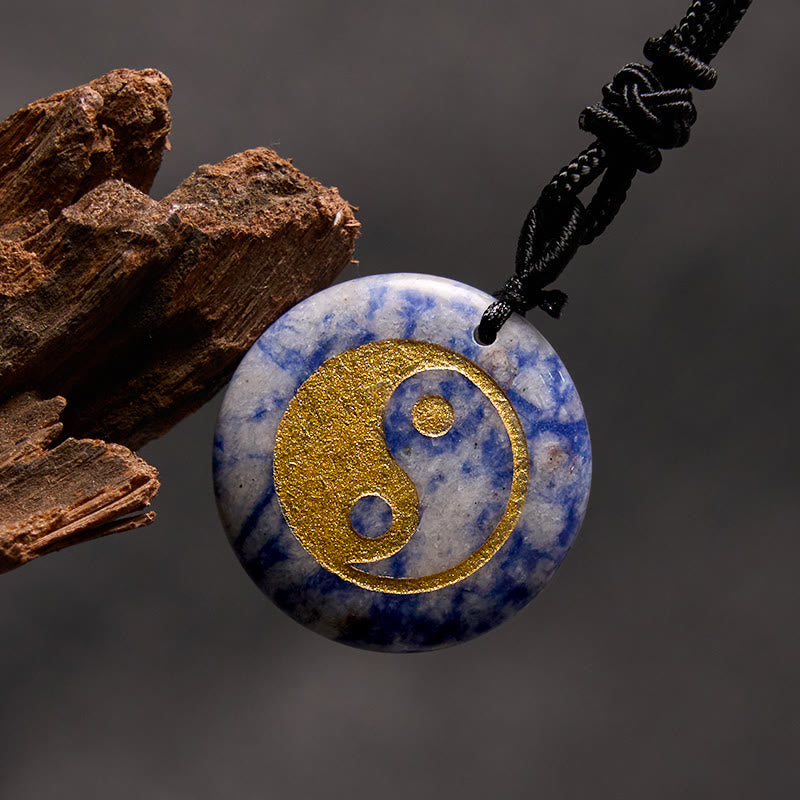 Fortune Jewel Various Crystal Amethyst Tiger Eye Green Aventurine Yin Yang Spiritual Necklace Pendant