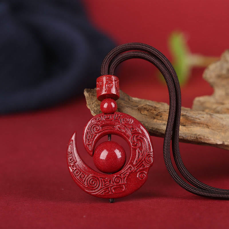 Fortune Jewel One's Luck Improves Design Patern Natural Cinnabar Concentration Necklace Pendant