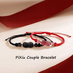 Fortune Jewel Handmade Natural Silver Sheen Obsidian Strawberry Quartz PiXiu Protection Braided Bracelet