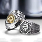 Fortune Jewel 925 Sterling Silver Sanskrit Design Carved Protection Adjustable Ring