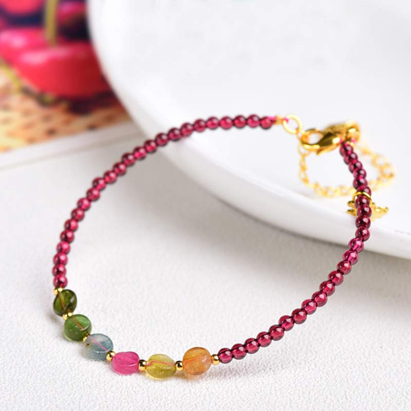Fortune Jewel Garnet Tourmaline Butterfly Protection Bracelet Anklet