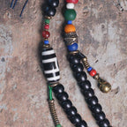 Fortune Jewel 108 Beads Mala Ebony Wood Dzi Bead Copper Balance Tassel Bracelet